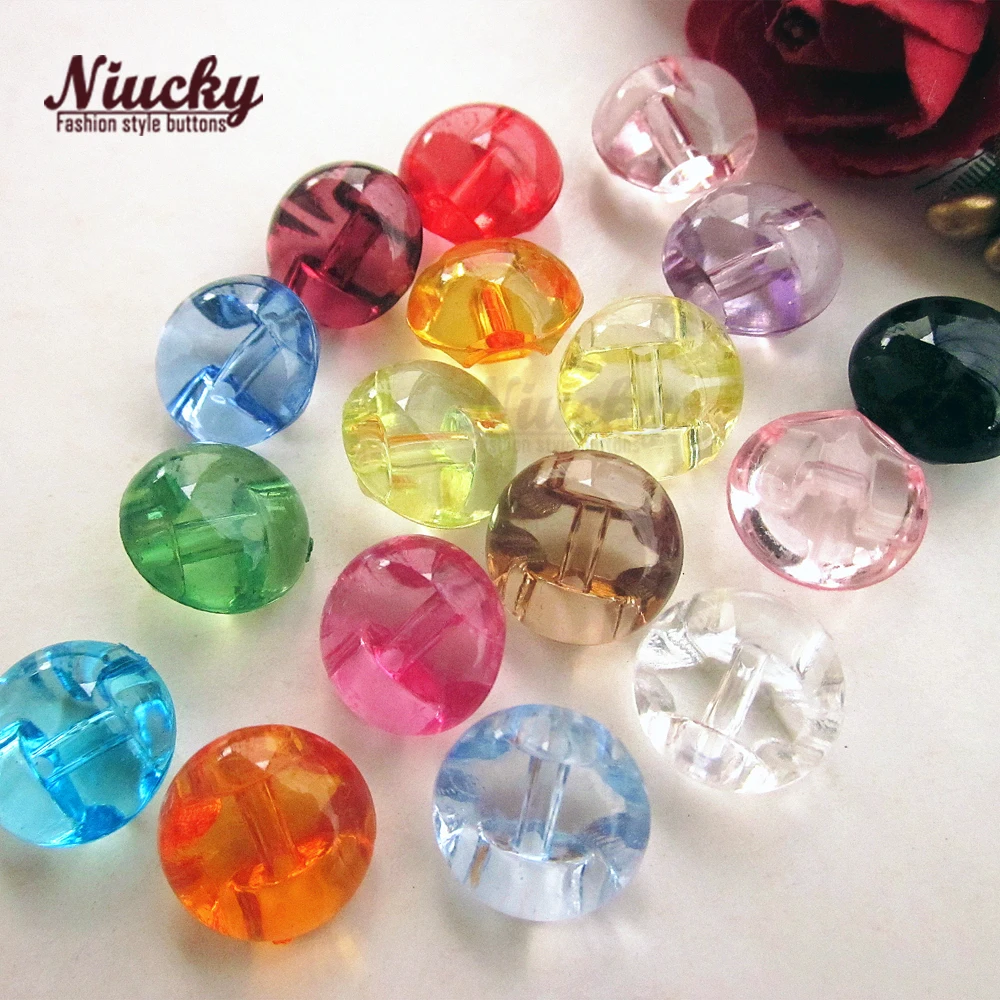 Niucky 12mm Colorful transparent half ball acrylic buttons for sewing