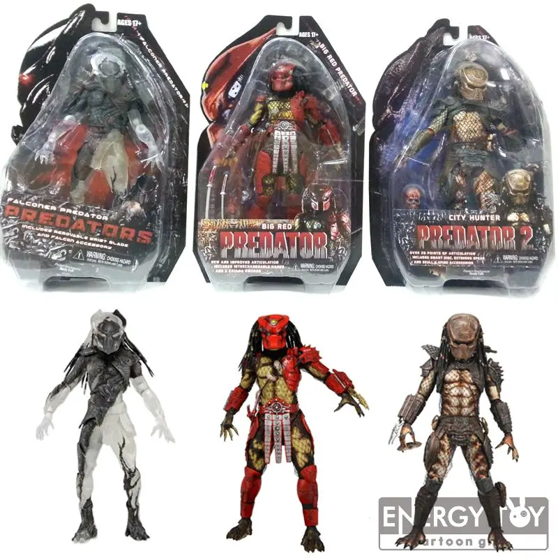 

High quality 3pcs/set Movie AVP Alien VS Predator Falconer Predator Big Red City Hunter COOL PVC Action Figure Model toy
