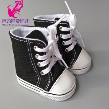 

Girl 7cm Doll boots Fits 18 inch Doll Shoes for 18" Dolls Denim Canvas boots for Reborn Baby Doll shoes