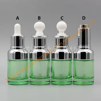 

30ml light green Glass Essential Oil Bottle With shiny silver dropper lid/press cover.Oil vial.cosmetic essential oil container