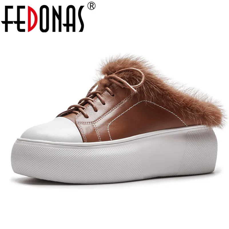

FEDONAS Fashion Women Flats Shoes Genuine Leather Round Toe Autumn Winter Fur Casual Shoes Woman Comfort New Loafter Shoes