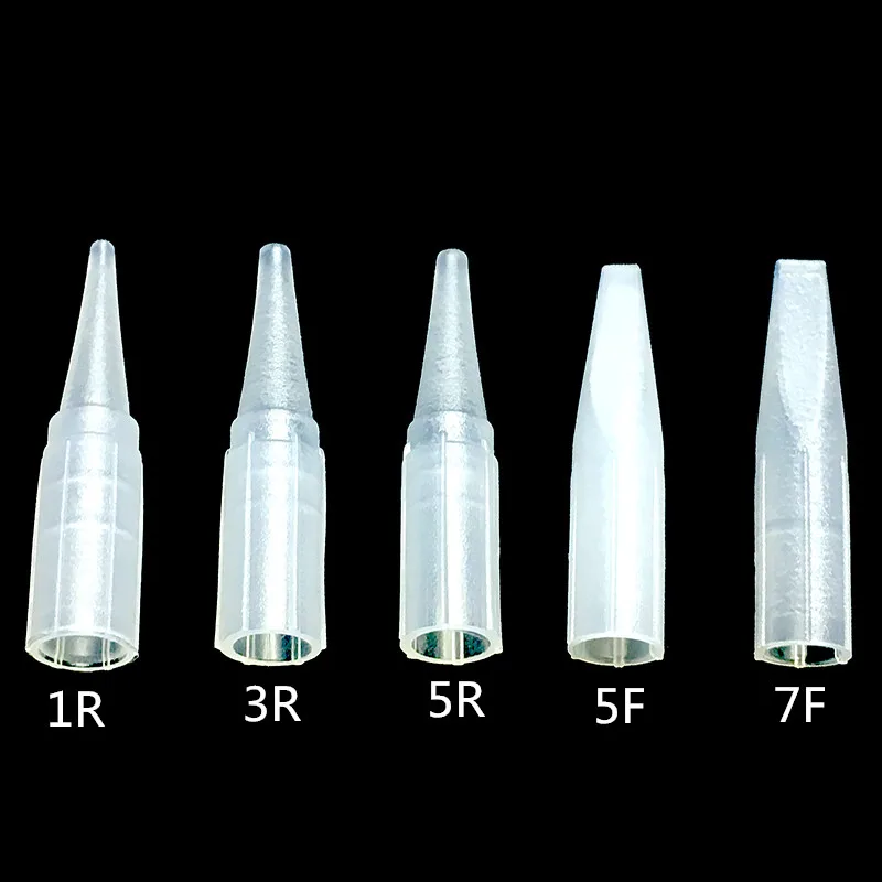 Шт./пакет 100 татуировки иглы Советы 1R 3R 5R 5F 7F длинные соски шапки для постоянного макияж инструменты по