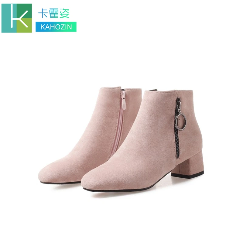 

ChicWomen shoes high heel high quality suede ankle boots female high heels casual Botas Mujer booties Feminina Plus buty damskie