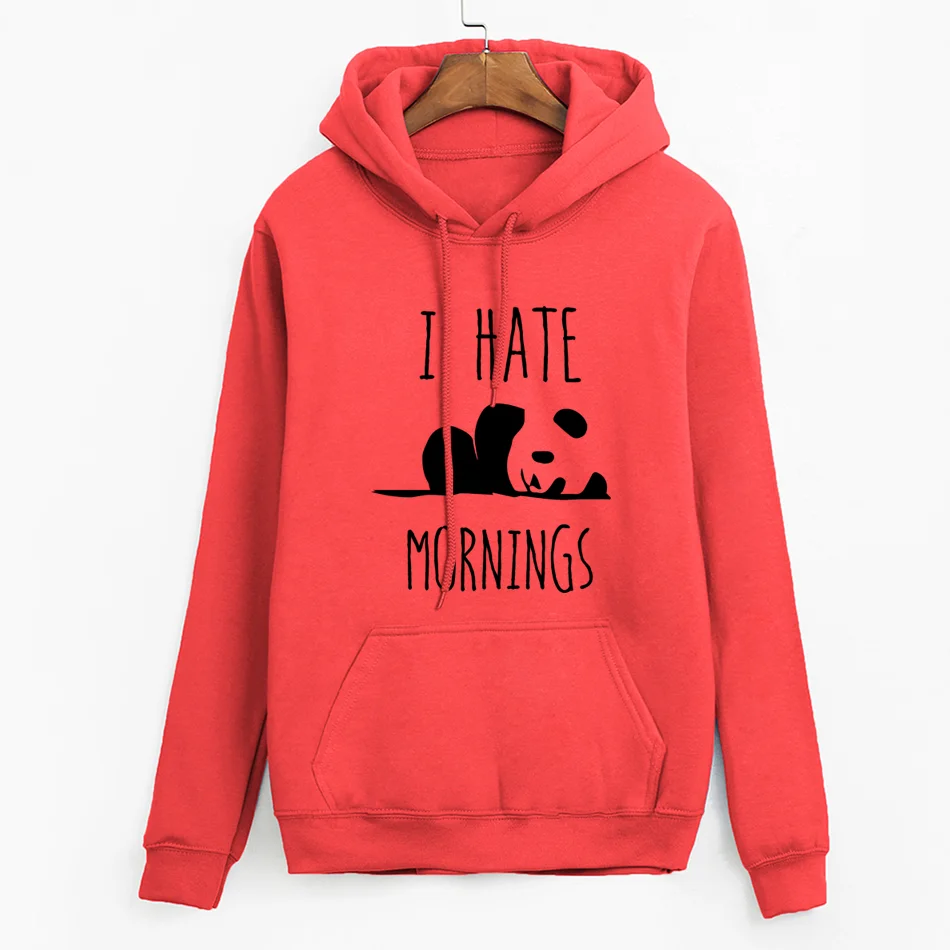 brand tracksuis fashion women long sleeve hoodies 2019 moleton feminino fleece hoodies Panda I HATE MORNINGS sweatshirt female