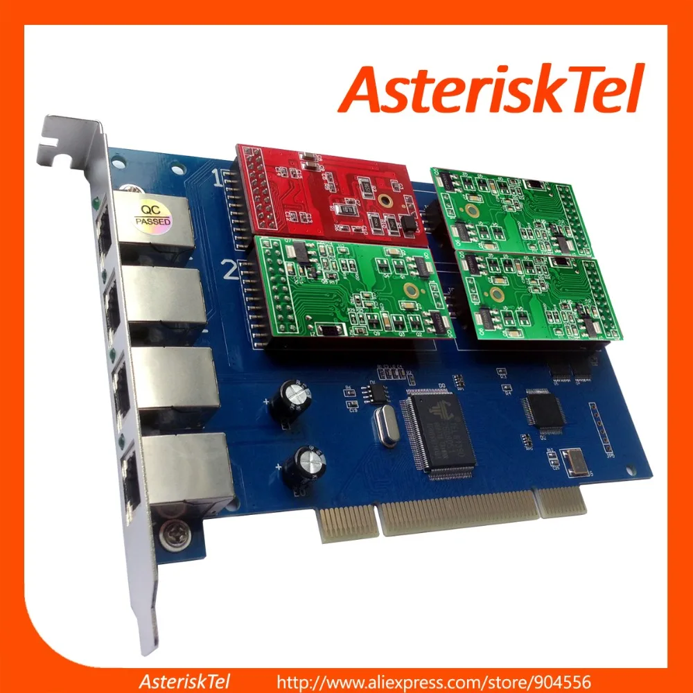 Карта Asterisk Quad Span аналоговая Asterisk PCI карта tdm410p с 1 FXO+ 3 модулями FXS, для FreePBX Elastix