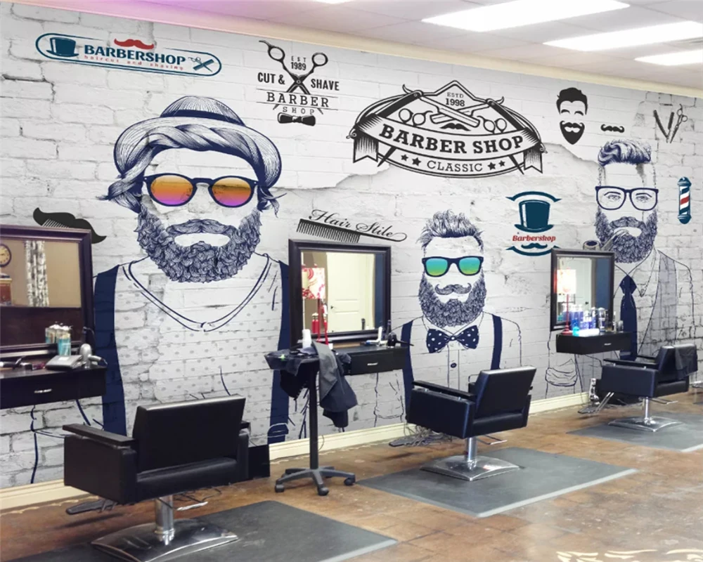 Beibehand-papel de Parede Personalizado Ecologicamente Correto Retrô Europeu e Americano Barbeiro