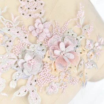

XT052 Color stereoscopic bead bead, hot drill, embroidered lace flower applique dress, DIY material, clothing and accessories.