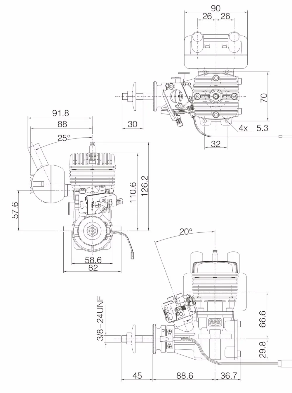 Size of NGH 35CC
