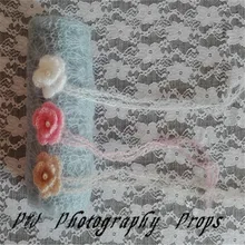 Вязаная крючком Детская подсолнуха головная повязка из мохера и обертывание набор Пеленание Одеяло слой ткань Пеленальный кокон корзина наполнитель ребенок обертывание реквизит