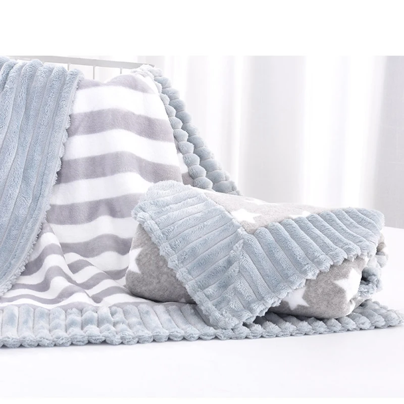 

Baby Blanket Embroidery Knitted Fleece Cartoon Blanket Infant Swaddle Receiving Stroller Wrap Newborn Baby Bedding Baby Blankets