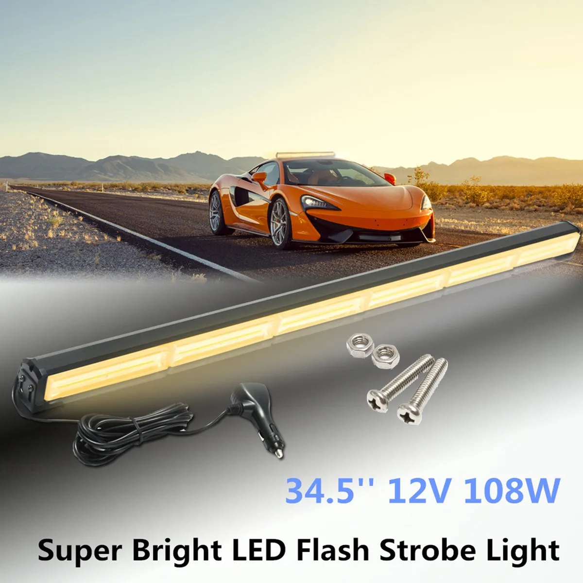 

6 LED 34.5Inch 12V Car External Lights Emergency Warning Lights Tow Traffic Advisor Flash Strobe Light Beacon Bar 108W