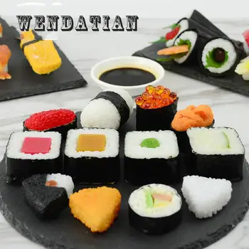 

Decoration Crafts Miniatures color PVC Japanese style Simulation Salmon Sushi set Cooking Food Model Display Props