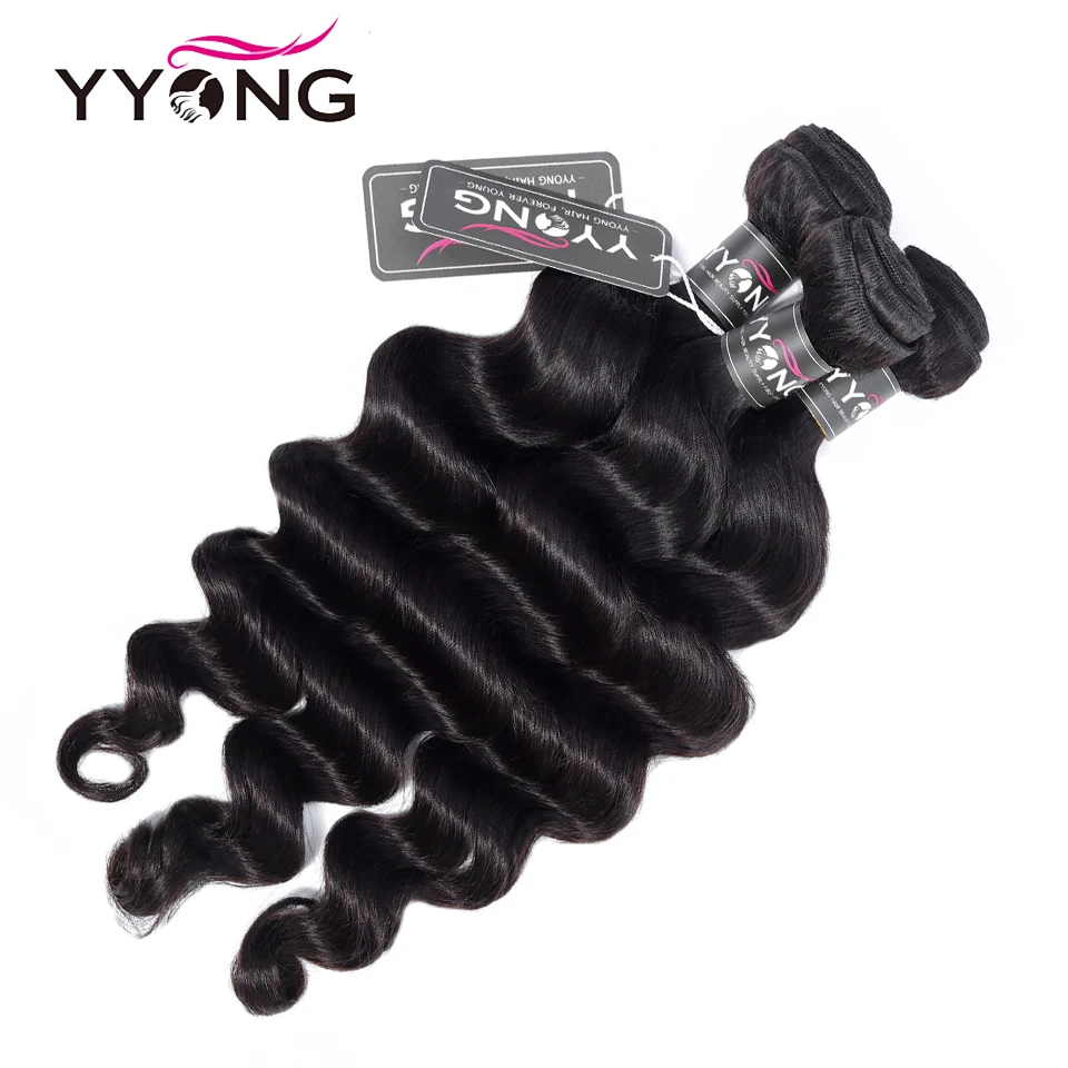 Yyong Loose Deep Wave Bundles Brazilian Hair Bundles Remy Human Hair Extensions Natural Color Hair 3 Pcs/Lot Weave Bundles