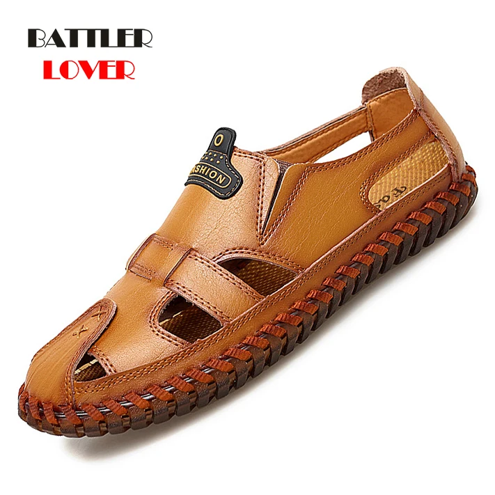 Fashion Summer Male Sandal Genuine Leather Men Casual Sandals Shoes Breathable Comfortable Shoes Roman Large Size 48
