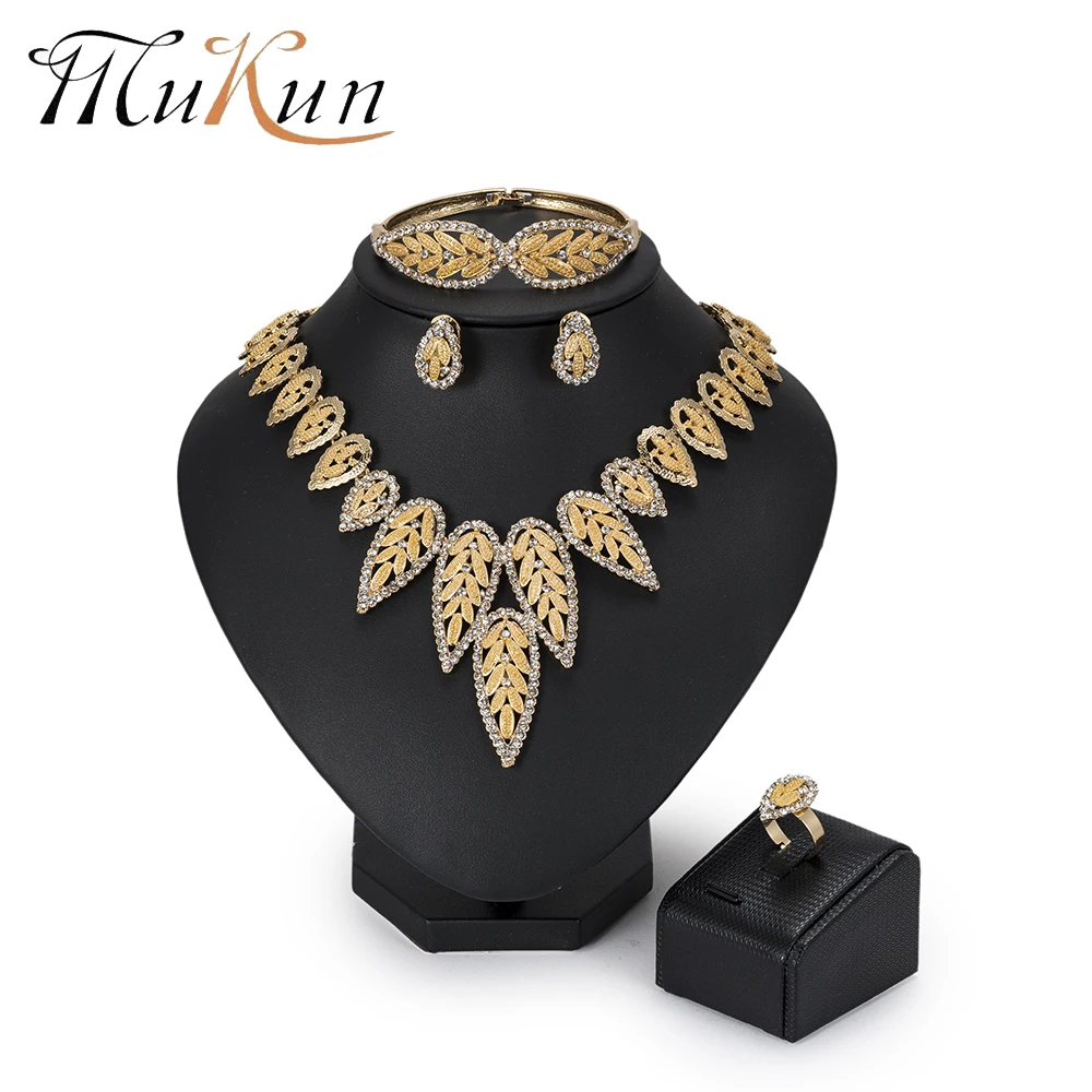 

MuKun Fashion Dubai Jewelry Set For Women African Beads Jewelry Set Wedding Indian Ethiopian Jewelry Statement Necklace Set 2018