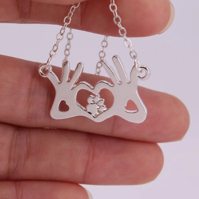 

hzew new Love hand and cat dog claw paw pendant necklace paw necklaces