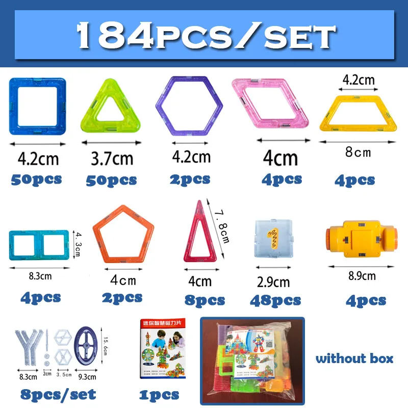 Koop QWZ 184 pcs 110 pcs Mini Magnetische Designer Bouw Set Model   Building Toy Magnetische Blokken Educatief Speelgoed Voor kids Gift