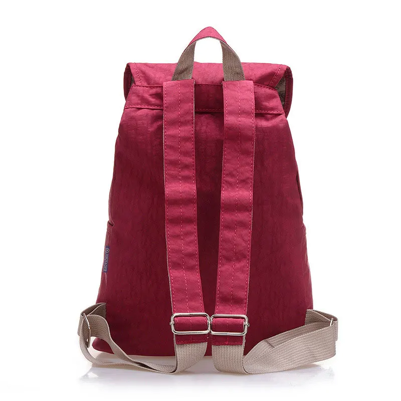 Mochila con cordón impermeable de nailon de 10 colores para mujer, mochila de viaje informal para mujer