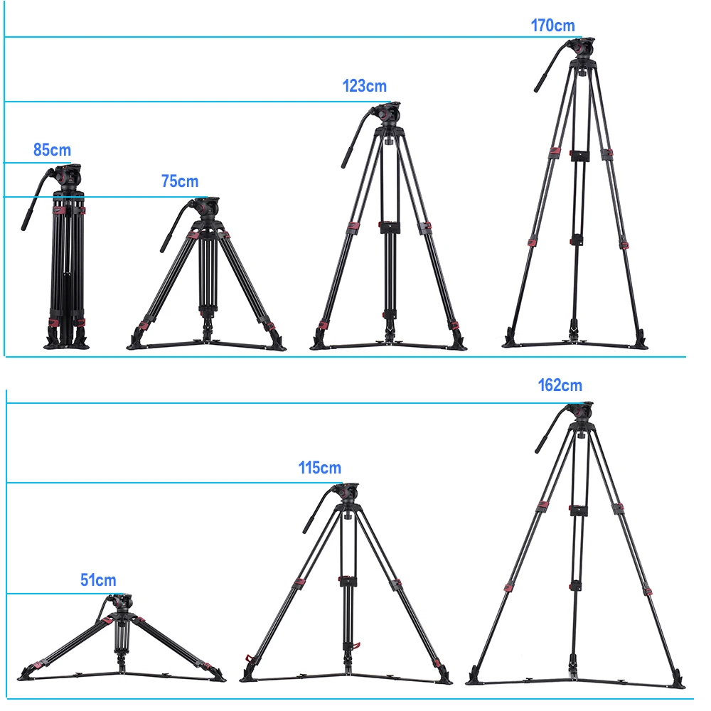Miliboo MTT609A Профессиональная фотография 3 секции штатив из алюминиевого сплава для