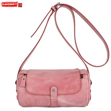 HANSOMFY Ретро мода натуральная кожа женские сумки стиль веер воск кожа женская сумка через плечо женские сумки через плечо