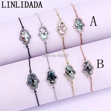8 шт. модный микро-паве CZ Abalone оболочки подвески в виде руки хамсы разъем браслет регулируемые ювелирные изделия