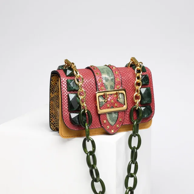 New Luxury Handbags Women Bags Designer Small Serpentine Green Stone New Luxury Handbags Women Bags Designer Small Serpentine Green Stone Leather Tote Chains Strap Crossbody