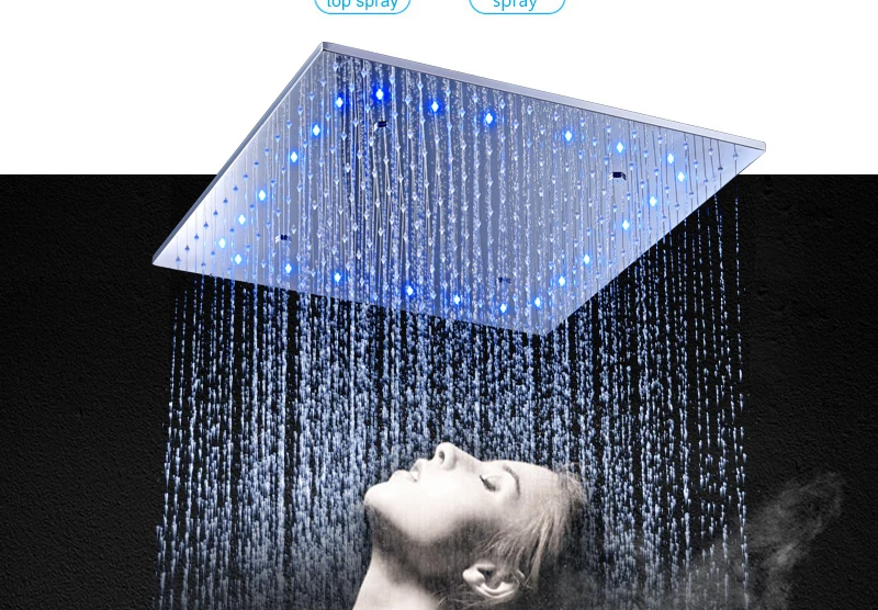 Big 20 Inch Overhead Ceiling LED Rain Spa Shower Head Set Bathroom 5 Function Temperature Controller Shower 3 Wall Body Spray (5)