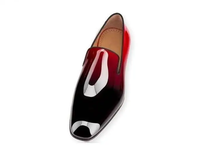 

European Fashion Red/Black Patent/Matte Leather Dandelion Men Dress Shoes Slip-on Flat Men Shoes 47