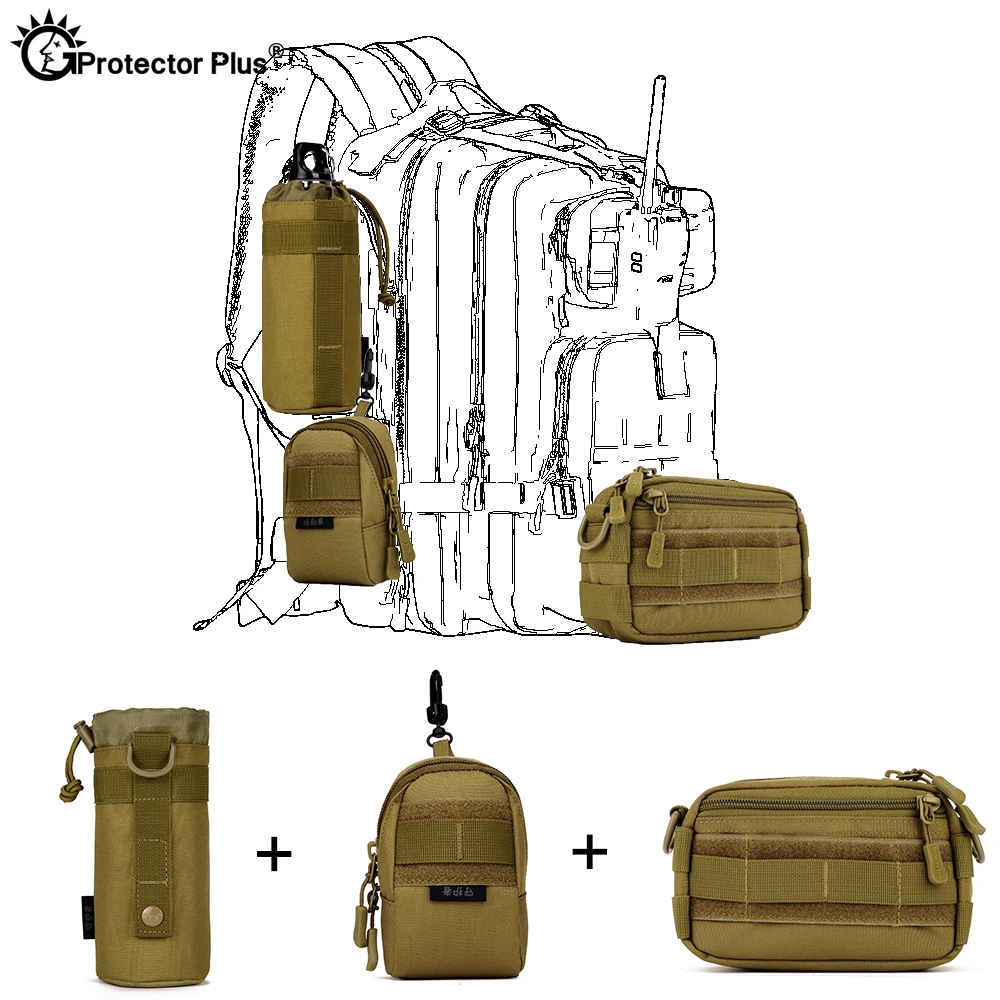 Prix Protecteur PLUS poche tactique ensemble 3 sacs Molle étendre Sports de plein air chasse cyclisme Camo sac unique épaule taille étanche