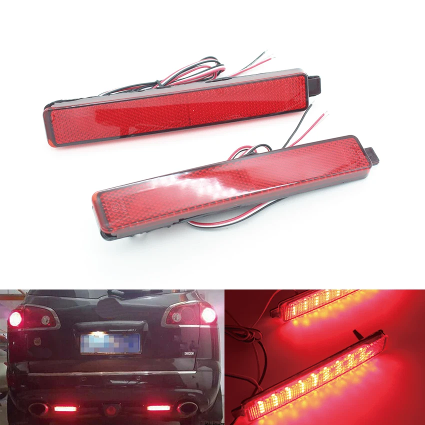 2x Red LED Rear Bumper Reflector Light Tail Brake Parking Warning Lamp