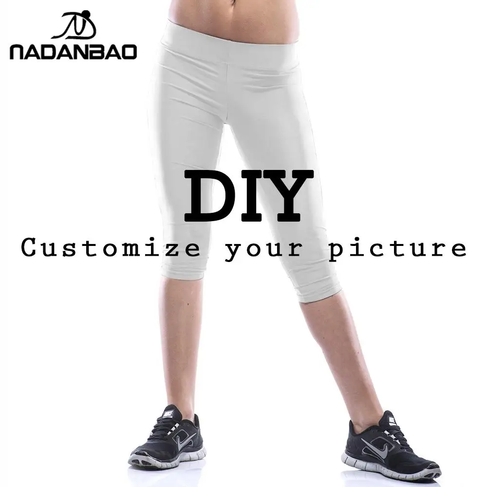 

DIY LEGGINGS WOMEN 3D Digital Printing Legings Customize Fitness Leggin Workout Knee Length Pants