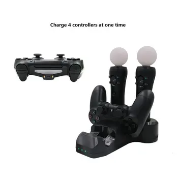 

For PS4 Playstation 4 VR PSVR Move 4 in 1 Controller Charger Dock Station Stand Cradle Holder Support+Micro adapter USB Cable