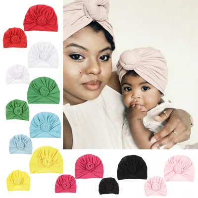 

mommy and baby hat headband donut turban sport yoga solid knotted cap cotton cute hats newborn baby indian knot