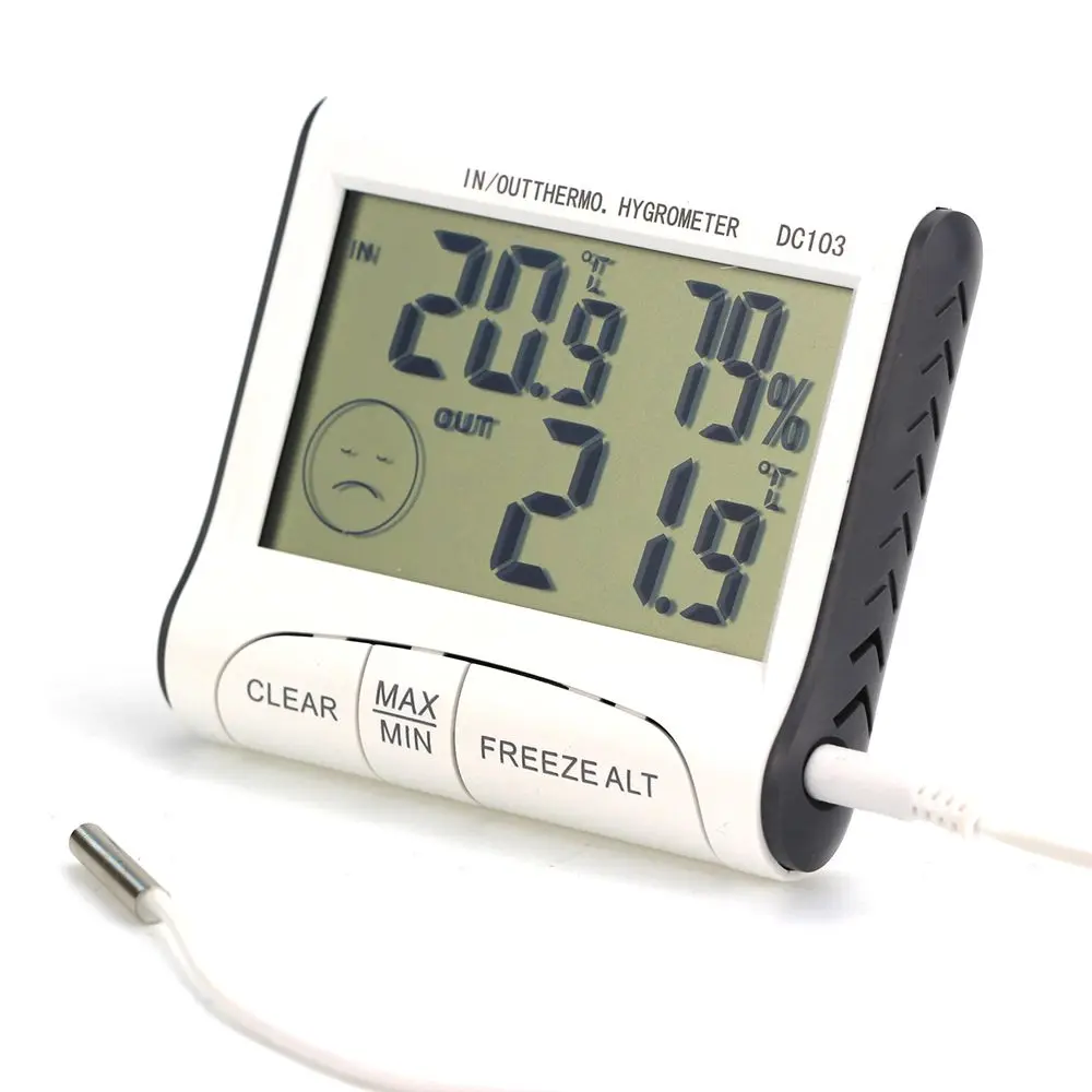 

Digital LCD Outdoor Indoor Weather Thermometer Hygrometer Humidity Meter C/F Temperature Controller Button Battery Household