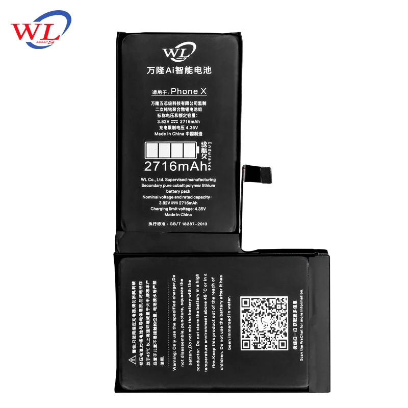 

WL 2019 Newest Mobile Phone Battery For iPhone X Battery Real Capacity 2716mAh With Battery Sticker
