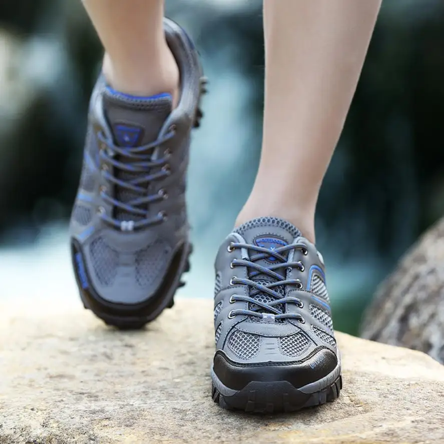 

Men Outdoor Mesh Hiking Shoes Lace Up Comfortable Mountaineering shoes Anti-Skidding Shoes Dropshipping 0810
