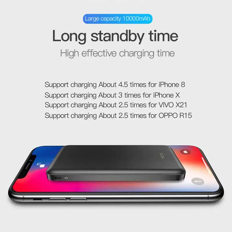 TOTU 10000mah Power Bank Portable External Battery Pack Charger Dual USB Slim Powerbank For iPhone Xs Xiaomi Mi Phone Poverbank