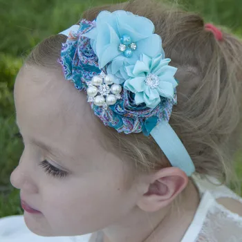 

24pcs Chiffon Frayed Flower Phoenix Stripe Print Hair Bows Headband Boutique Flower Headwear Chic Hair Accessory Flower Accessor