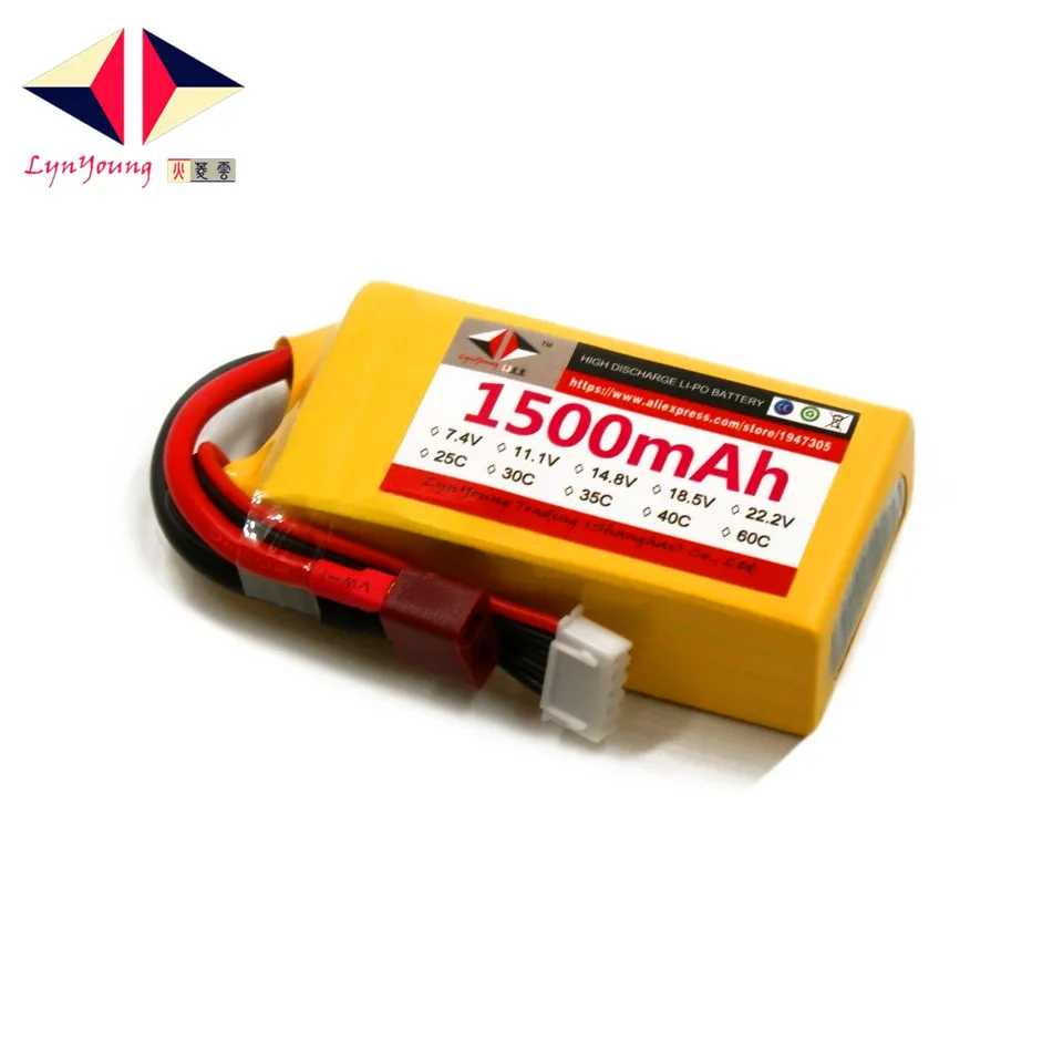 

LYNYOUNG 4S Lipo battery 1500mAh 14.8V 25C Rechargeable for RC Quadcopter Drone Helicopter TOY Truck Car