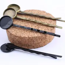 10 шт. черный античный бронзовый 12 мм кабошон шпилька основа заколки для волос Настройки diy пустой ободок Установка лотки для заколки для волос