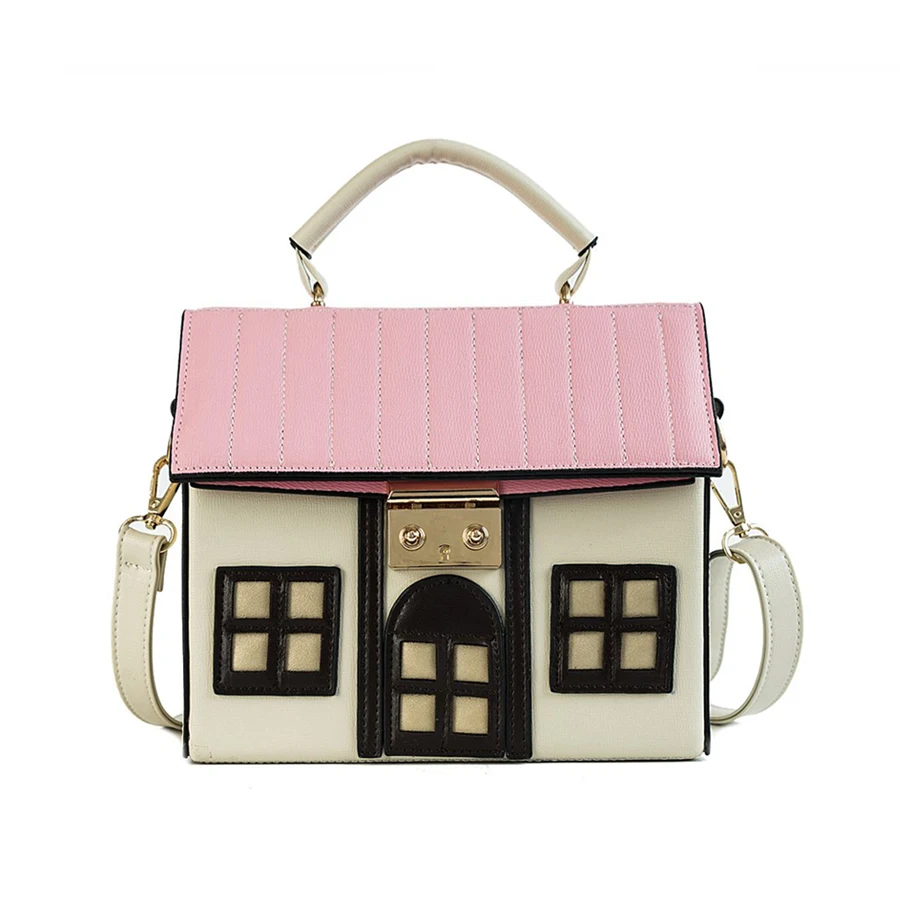 

Funny Cute Cartoon House Design Pu Leather Handbag Women's Personality Handbag Ladies Shoulder Crossbody Messenger Bag Bolsa New