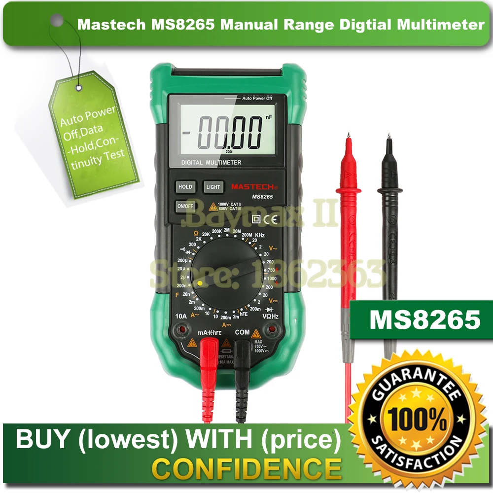 MASTECH MS8229 Multimetro Digitale Multifunzione 5 in 1 Multimetro Conteggio Automatico 4000 Misuratore di Umidit/à di Temperatura