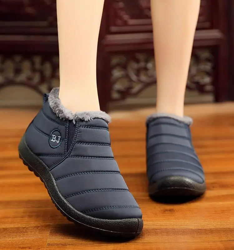 Женские зимние ботинки; теплые водонепроницаемые ботинки с плюшевой подкладкой на нескользящей подошве; женские зимние ботинки; однотонные зимние ботинки