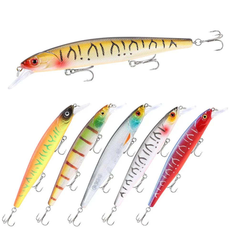 

1PCS 14cm 23g Fishing Lure Minnow Hard Bait With Three Fishing Hooks Fishing Tackle Wobbler 3D Eyes Crankbait Carp Fishing