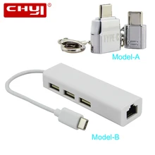 CHYI Мульти USB C концентратор до 3 USB 2,0 портов с JR45 Ethernet Интернет порт usb Тип C разветвитель адаптер для Macbook PC смартфон
