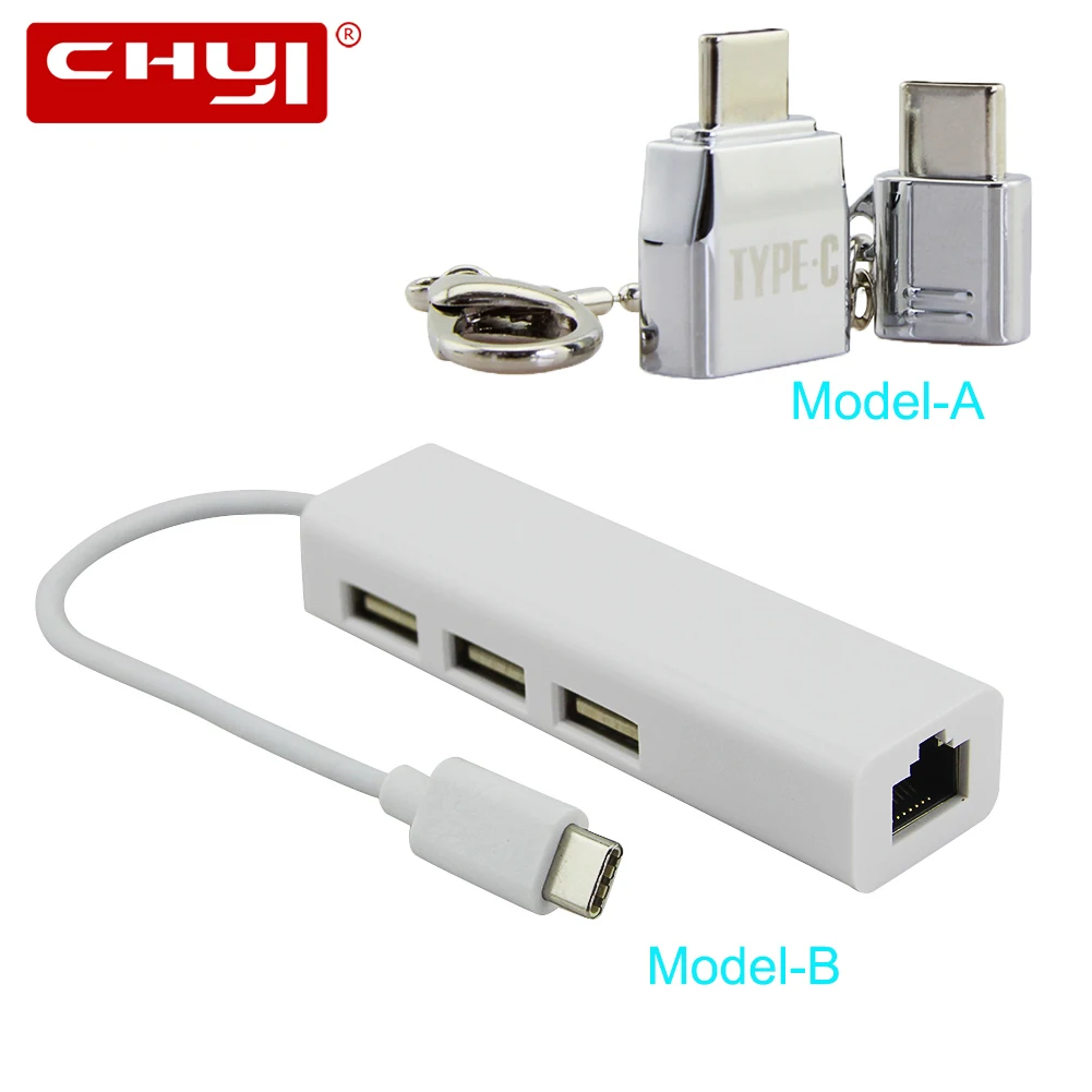 CHYI Мульти USB C концентратор с 3 портами (стандарт 2 0 Порты и разъёмы s JR45 Ethernet