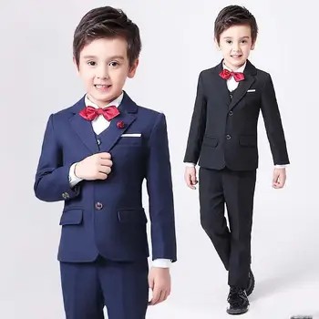 

2019 New Kids Boy Wedding Birthday Party Suits Children Piano Tuxedo Costumes Kids Boy Blazer 4Pcs Student Prom Clothing Set Q42
