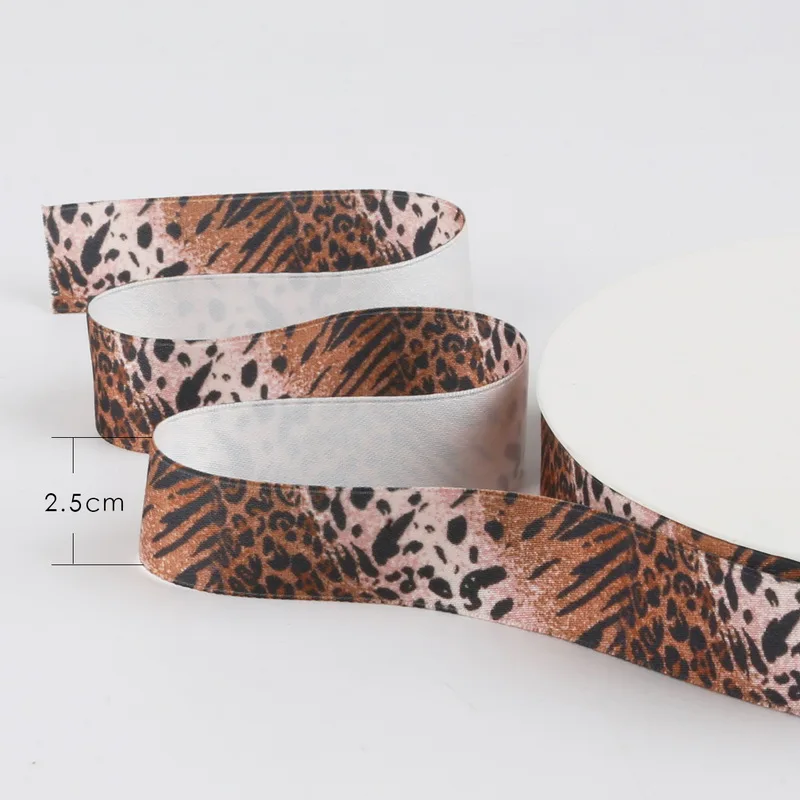 Snake Skin and Leopard Pattern Printed Poly Cotton Ribbon for Party Home Wedding Decoration Gift Wrapping Garment Accessories