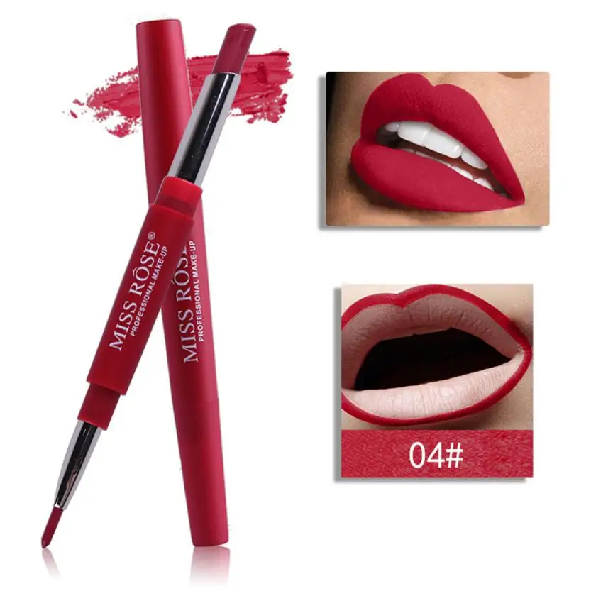 MISS ROSE, двухсторонний стойкий Водостойкий карандаш для губ, 8 цветов,, многофункциональные помады для макияжа, maquiagems