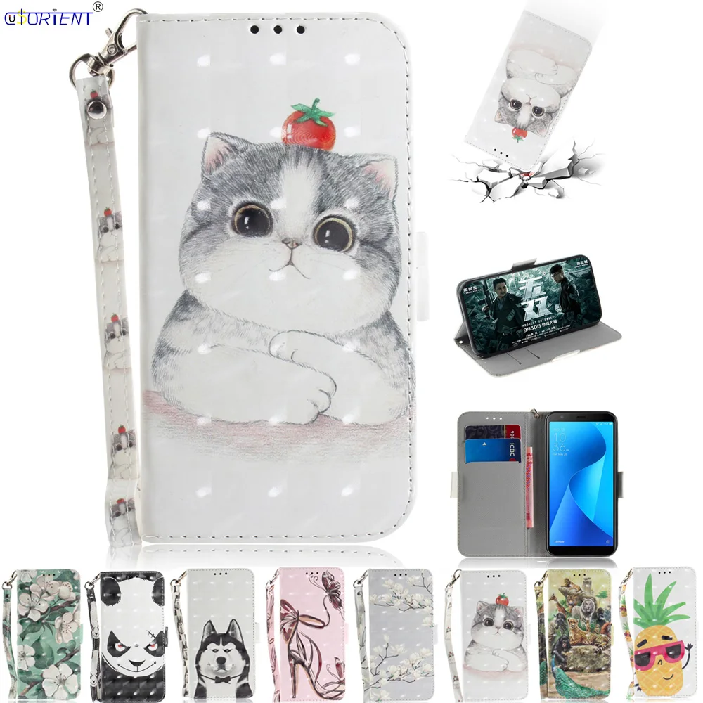 

Learher Case ASUS ZenFone Max Plus M1 ZB570TL Wallet Phone Cover X018DC X018D ZB570 ZB 570 TL 570TL 3D Painting Stand Flip Case